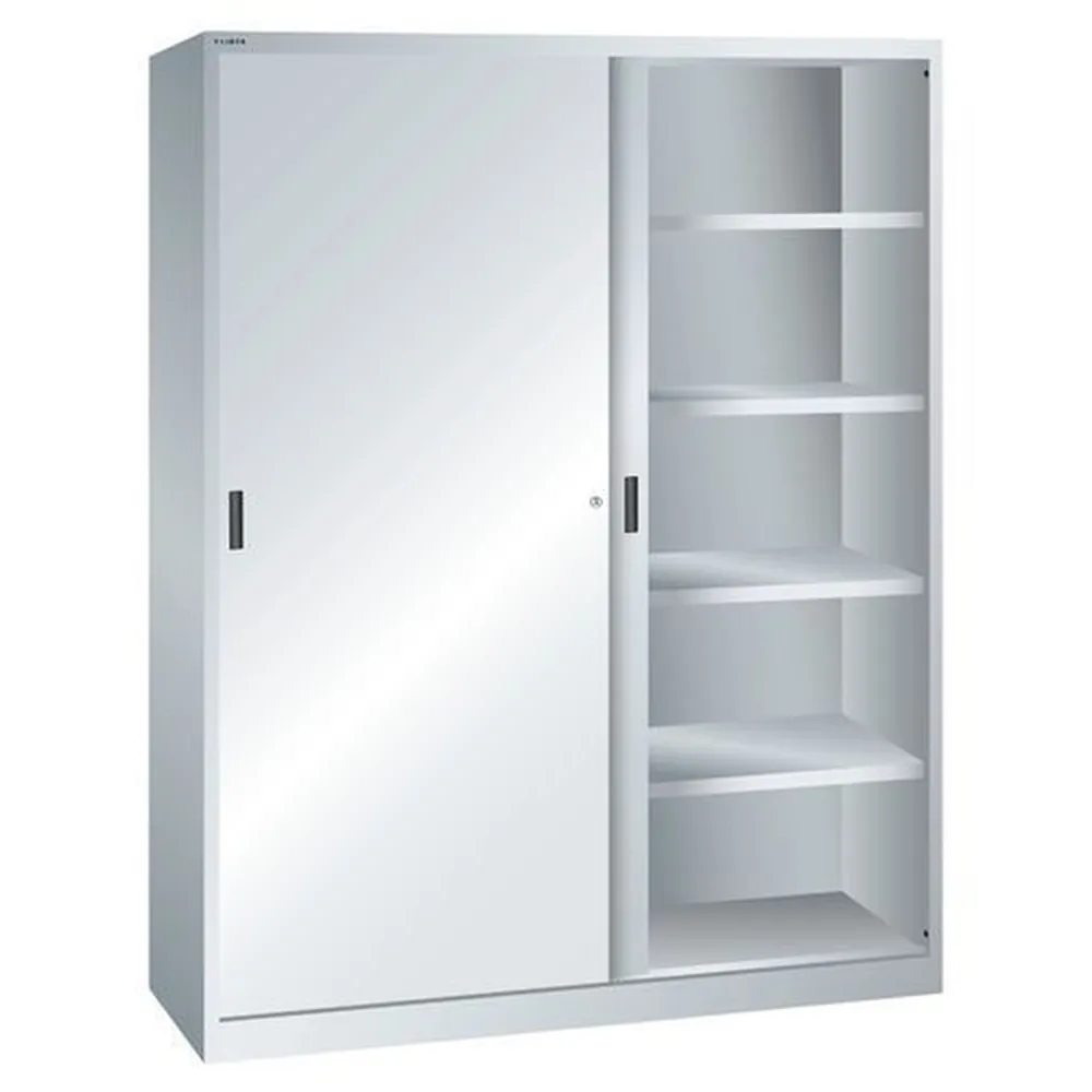 LISTA - Schiebetürschrank Lista B 1500, H 1950 mm, lichtgrau, KEY Lock