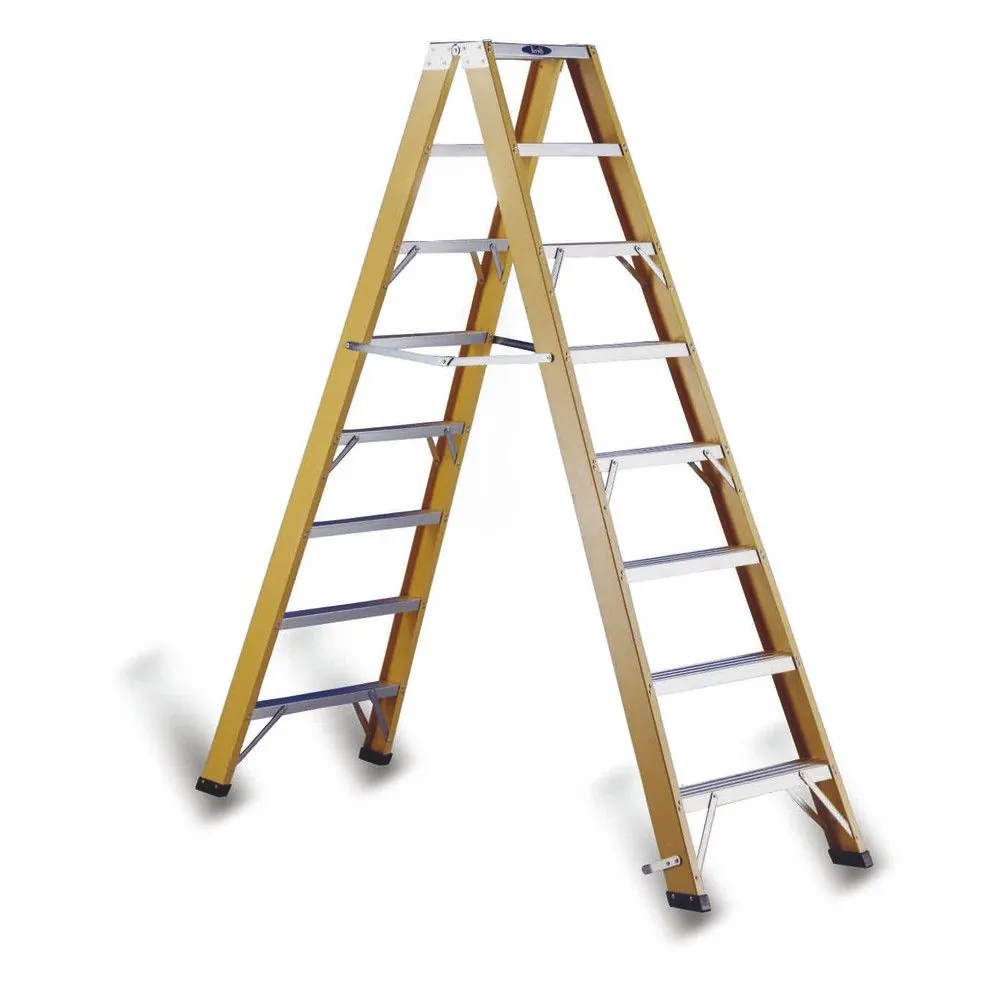 cimco® - Stufen-Stehleiter mit 2 x 12 Stufen, Höhe 3,00m, 21,6kg, 30.000V, Stufe 80