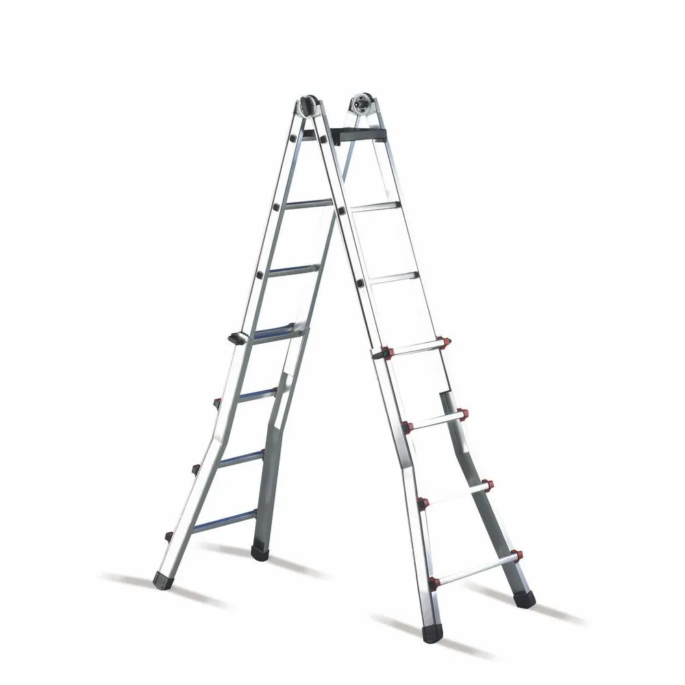 cimco® - Aluminium-Teleskop-Leiter mit 2 x 12 Stufen, Höhe min/max 1,81m/6,35m, 15
