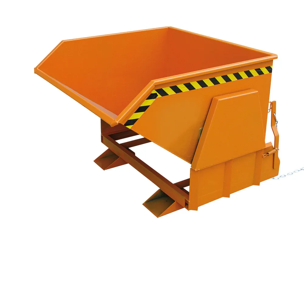 Eichinger® - Kippbehälter mit geschützten Abrollkufen, 1000 kg, 500 Liter, reinorange