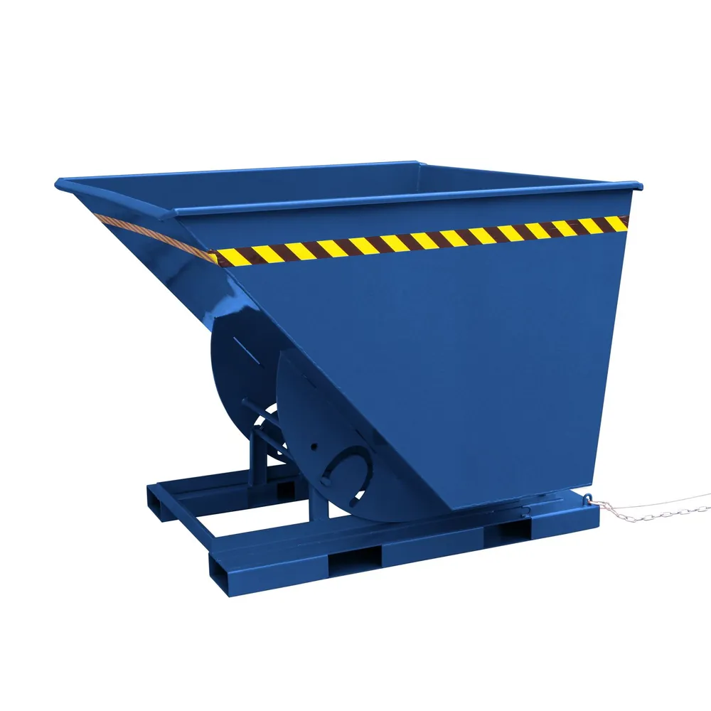 Eichinger® - Kippbehälter in hoher Bauhöhe, quer zur und in Fahrtrichtung kippbar, 1000 kg, 1000 Liter, enzianblau