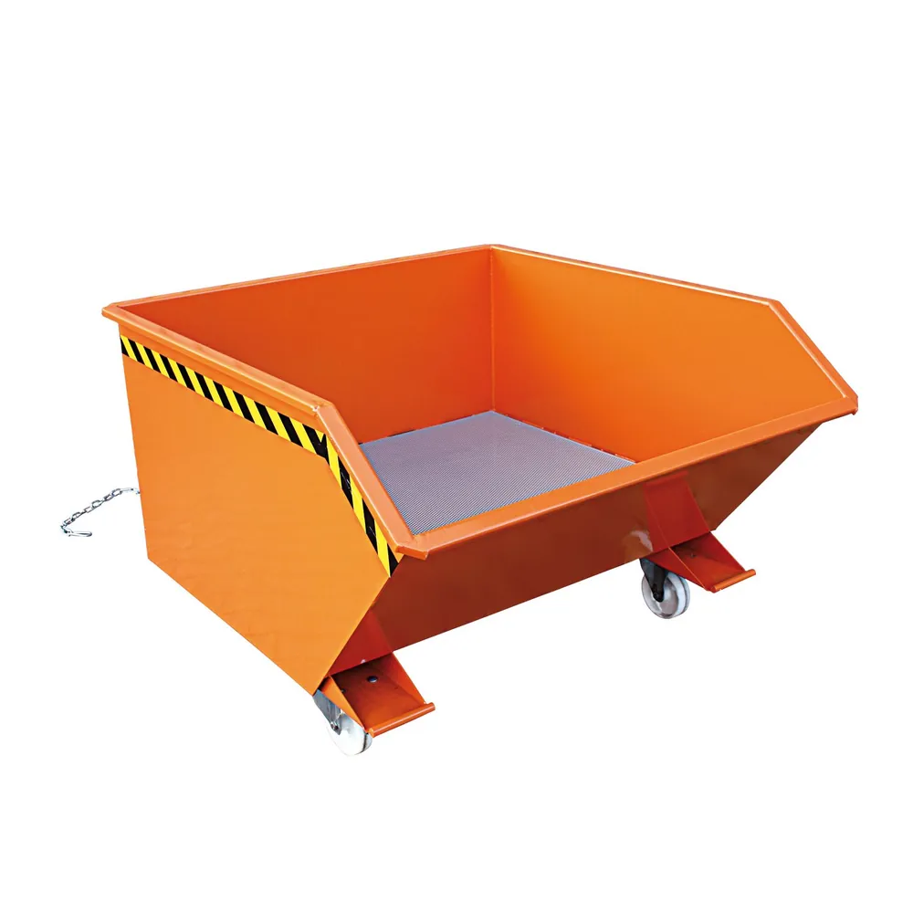 Eichinger® - Spänebehälter mit Lochblech-Boden und Ablasshahn, 1500 kg, 1000 Liter, reinorange