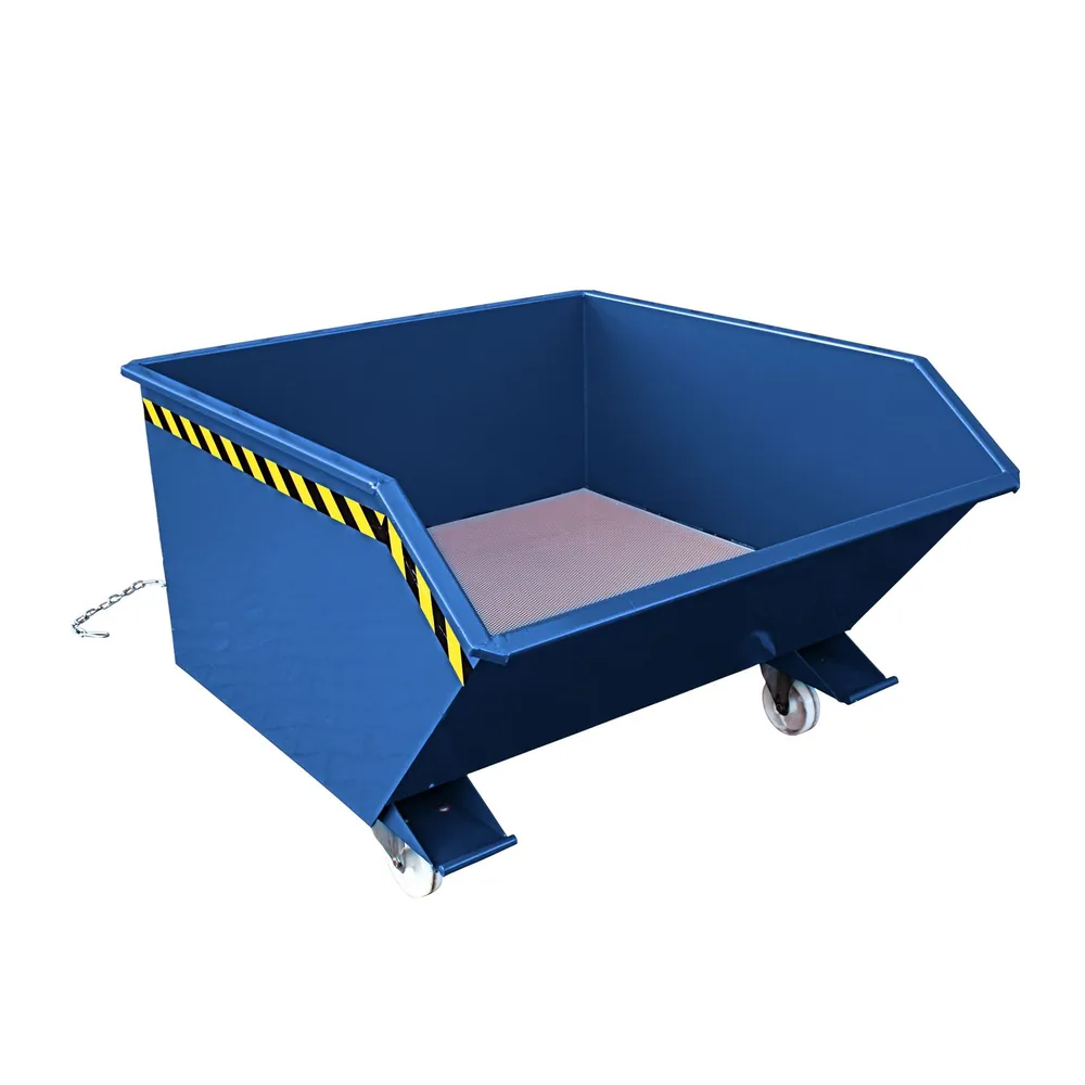 Eichinger® - Spänebehälter mit Lochblech-Boden und Ablasshahn, 1500 kg, 1500 Liter, enzianblau