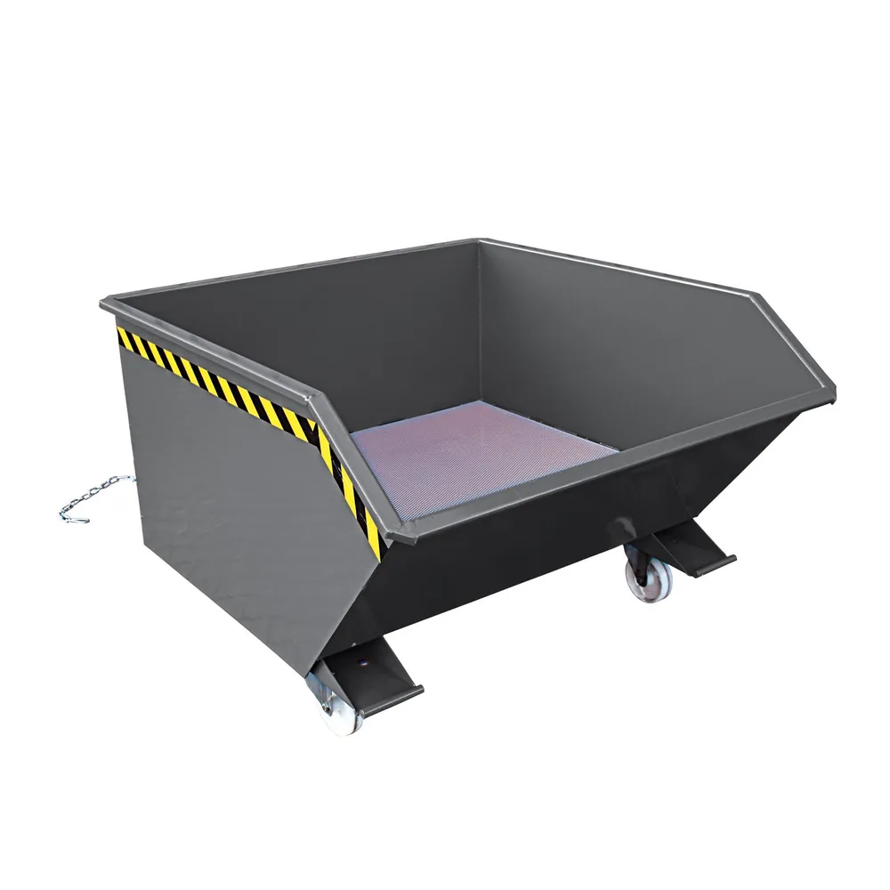 Eichinger® - Spänebehälter mit Lochblech-Boden und Ablasshahn, 1500 kg, 1500 Liter, anthrazitgrau