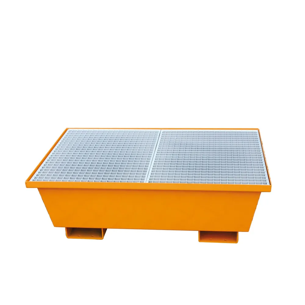 Eichinger® - Auffangwanne mit konischen Seitenwänden, mit Gitterrost, 2 x Fässer, reinorange