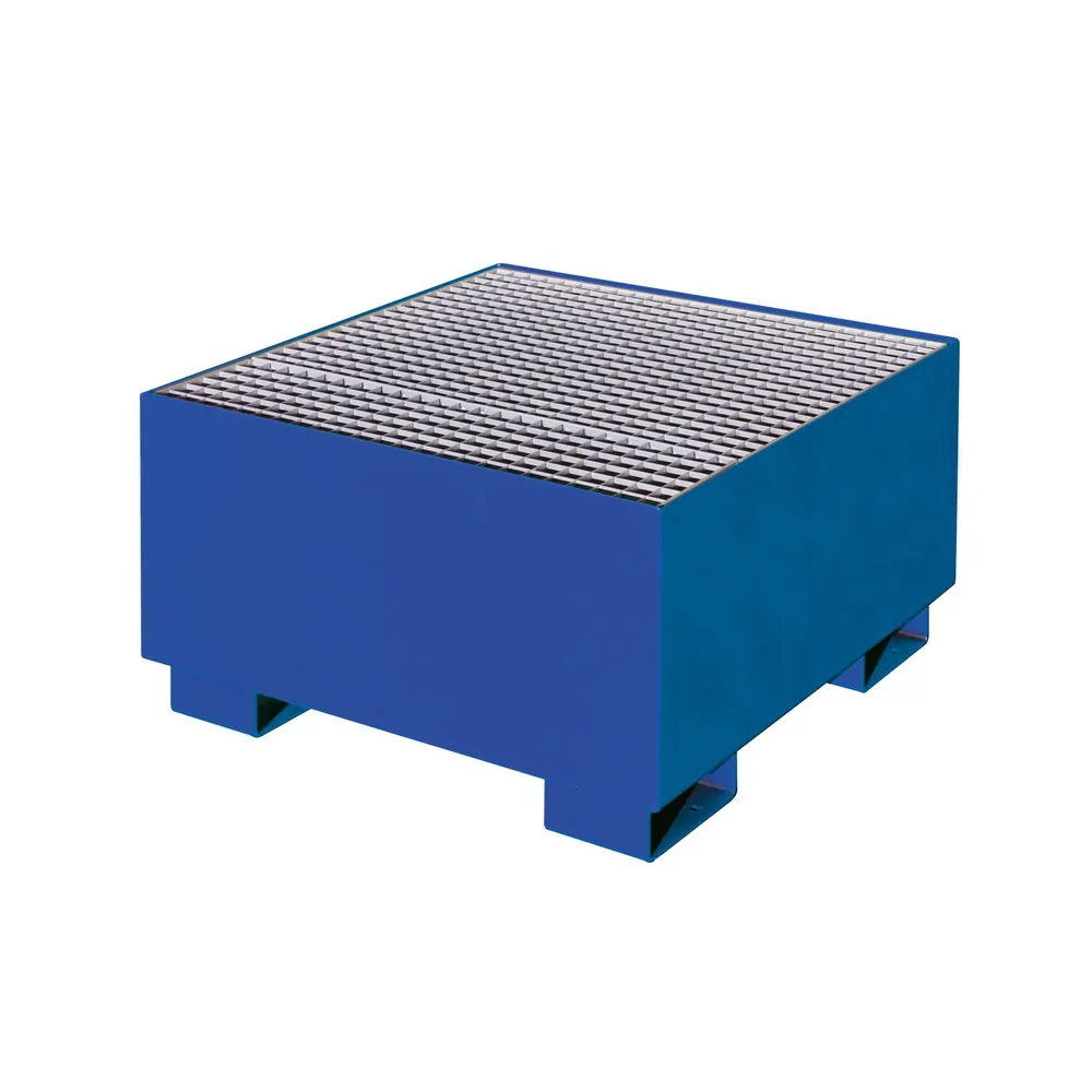 Eichinger® - Auffangwanne mit geraden Wänden, mit Gitterrost 1 x Fass, enzianblau