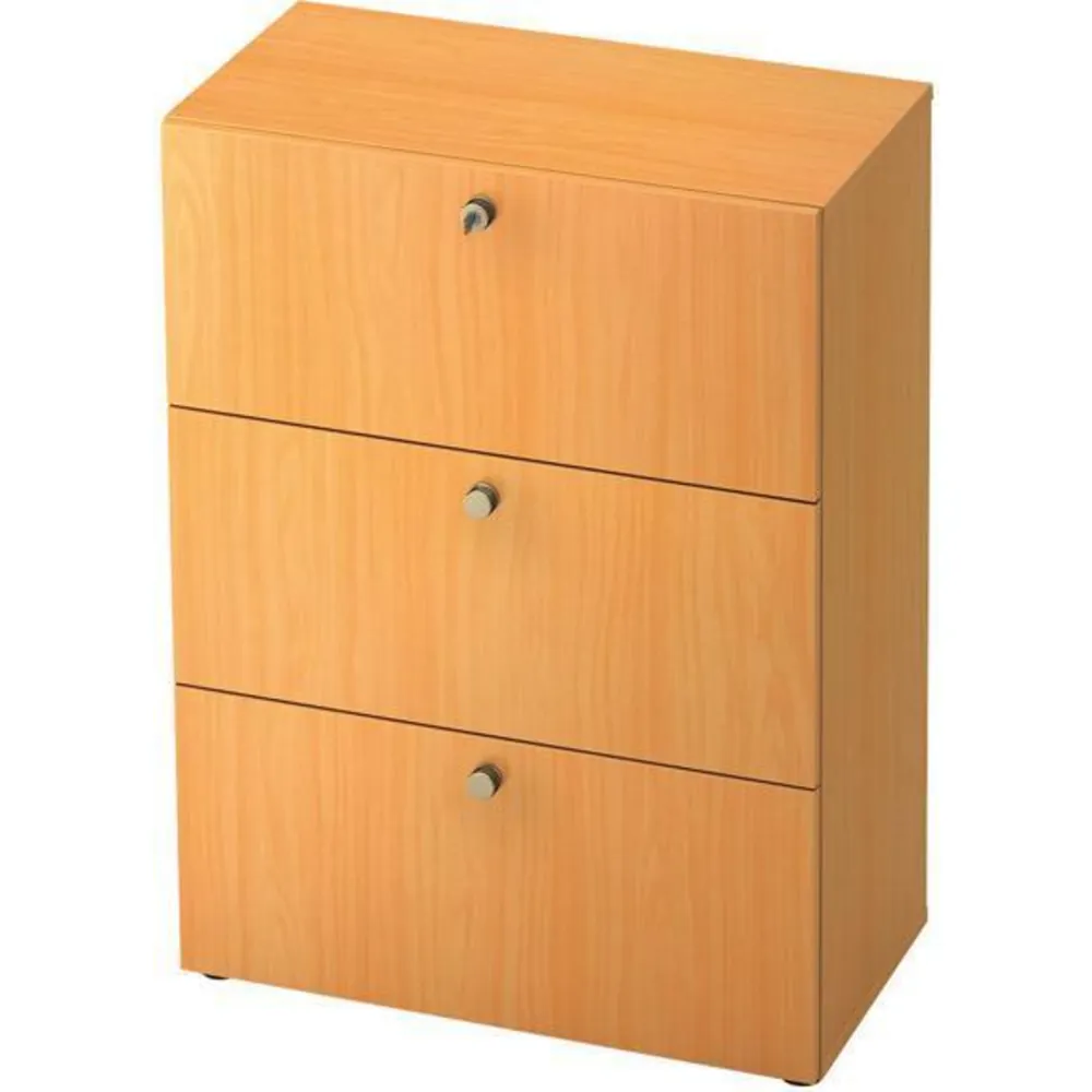 Hammerbacher - Hängeregisterschrank, Buche, 3 Hängeregistervollauszüge, 80x42x110mm