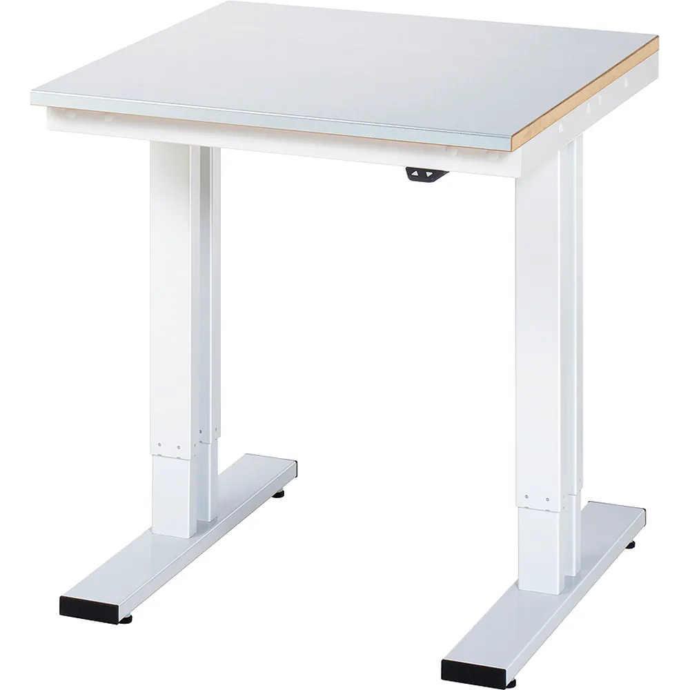 RAU. - Werktisch adlatus 300, Stahlblechplatte, 750 x 800 x 720-1120mm