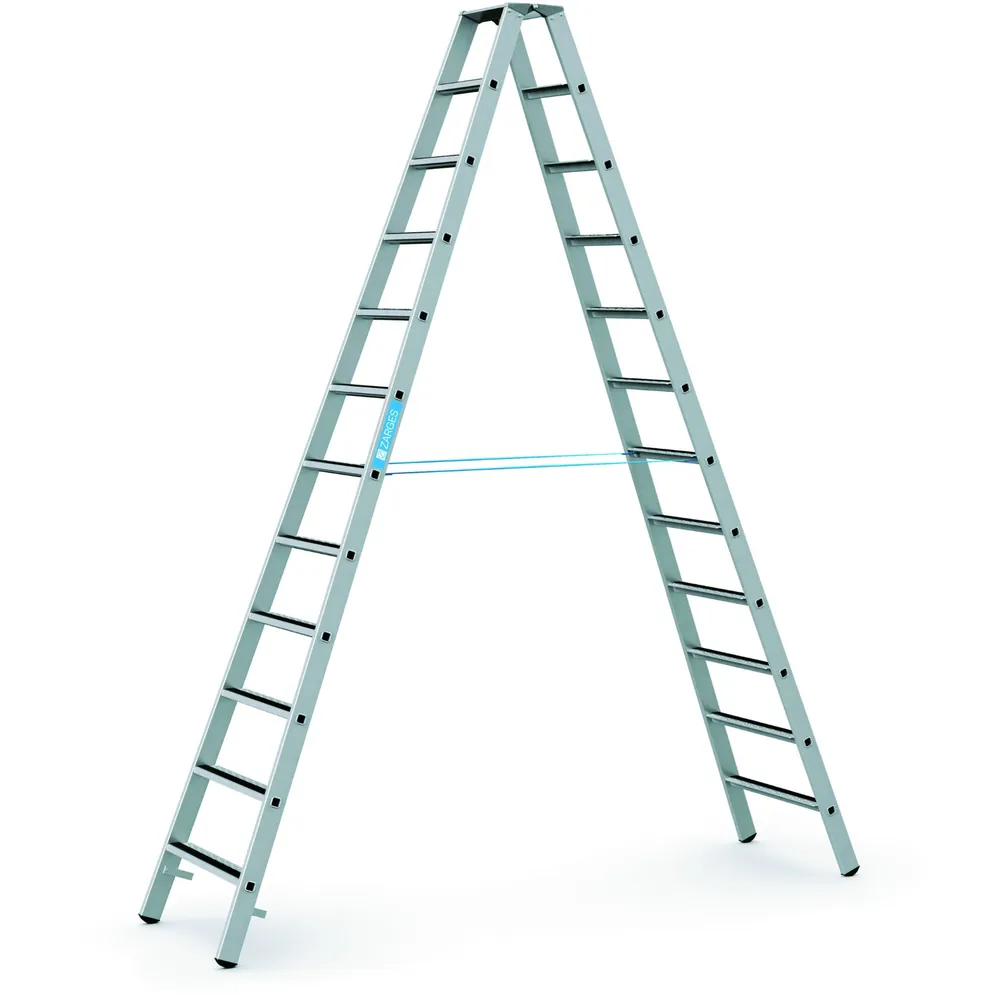 ZARGES - Stehleiter 2 x 16 Stufen, Aluminium, beidseitig begehbar, H 4510mm, B 830mm